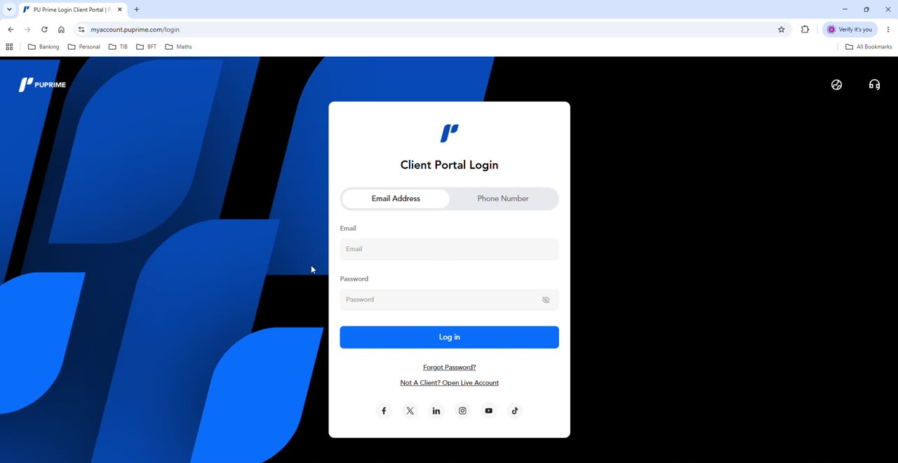 How to access the PU Prime client portal